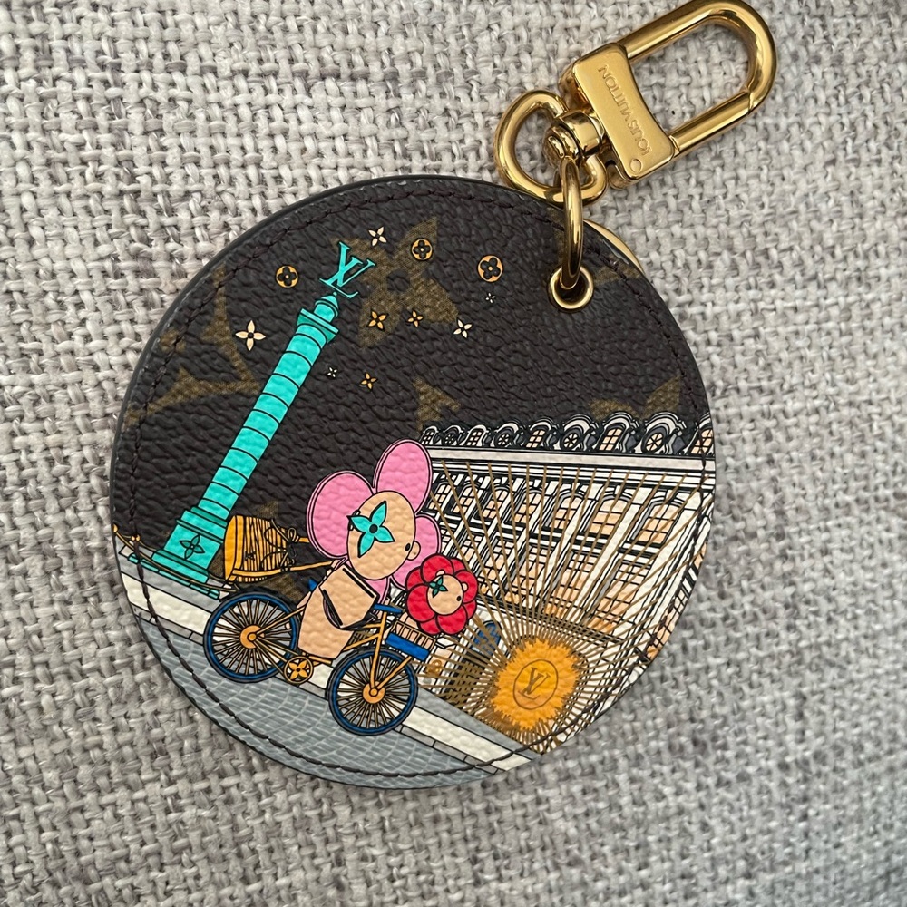 Louis Vuitton 2022 Pink Round Keychain with Gold Clasp